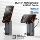 Promate Aluminum Crafted With Retractable USB-C Cable 130W & TFT LCD Screen Power Bank 20000mAh - Black [BO] - بطارية متنقلة - بروميت - قوة 20000 + تايب سي - 1 منفذ تايب سي - 1 منفذ يو اس بي - قوة 130واط - كفالة 12 شهر