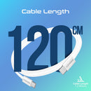 Promate EcoLine-CC120 60W PD USB-C Fabric Braided Cable 1.2m White [BO] - سلك شحن  تايب سي - الى تايب سي - طول 1.20 متر