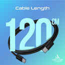 Promate EcoLine-CC120 60W PD USB-C Fabric Braided Cable 1.2m Black [BO] - سلك شحن  تايب سي - الى تايب سي - طول 1.20 متر