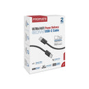 Promate EcoLine-CC120 60W PD USB-C Fabric Braided Cable 1.2m Black [BO] - سلك شحن  تايب سي - الى تايب سي - طول 1.20 متر