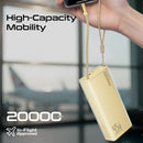 Promate Lucid Clear-Case Power Bank 45W PD w/ Retractable USB-C Cable 20000mAh - Gold [BO] - بطارية متنقلة - بروميت - قوة 20000 + تايب سي - 1 منفذ تايب سي - 1 منفذ يو اس بي - قوة 45واط - كفالة 12 شهر