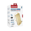 Promate Lucid Clear-Case Power Bank 45W PD w/ Retractable USB-C Cable 20000mAh - Gold [BO] - بطارية متنقلة - بروميت - قوة 20000 + تايب سي - 1 منفذ تايب سي - 1 منفذ يو اس بي - قوة 45واط - كفالة 12 شهر
