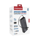 Promate Lucid Clear-Case Power Bank 45W PD w/ Retractable USB-C Cable 20000mAh - Black [BO] - بطارية متنقلة - بروميت - قوة 20000 + تايب سي - 1 منفذ تايب سي - 1 منفذ يو اس بي - قوة 45واط - كفالة 12 شهر