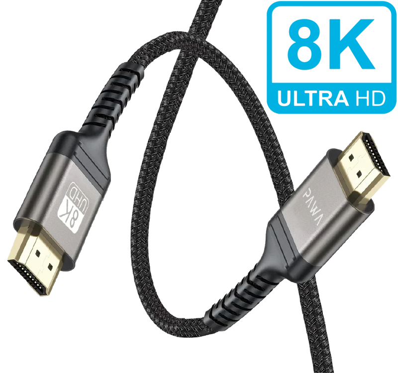 Pawa El-Caro Series Braided HDMI to HDMI 8K Cable - Black [O] - كيبل تلفزيون - متوفر بطول 1 متر\2\3\5 متر