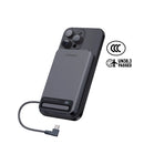 XPower MagNetoPlus Q10 Pro10000mAh 45W PD3.0 QI2 Aluminium Alloy Power Bank with 45W Type-C Cable & Stand CCC Safety - Gray [BO] بطارية متنقلة ماق سيف - قوة 10000 - سلك تايب سي - منفذ تايب سي + شحن ابل واتش - شاشة رقمية - كفالة 24 شهر
