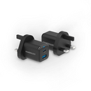 Powerology Super Compact Quick Charger With Braided USB-C To Lightning Cable 1.2m/4ft- بلاك شاحن حائط + سلك شحن ايفون - باورولوجي -قوة 35 واط - كفالة 24 شهر