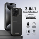 DUX DUCIS Rafi Series Back Cover for iPhone - Black - كفر 3 في 1 - حماية عالية + محفظة + ستاند بالطول والعرض + مغناطيس + ماغ سيف