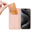 DUX DUCIS Skin Pro Folio Case - Rose Gold - كفر جلد مع محفظة - حماية عالية - ستاند بالعرض