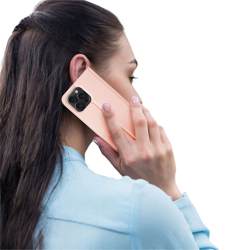 DUX DUCIS Skin Pro Folio Case - Rose Gold - كفر جلد مع محفظة - حماية عالية - ستاند بالعرض