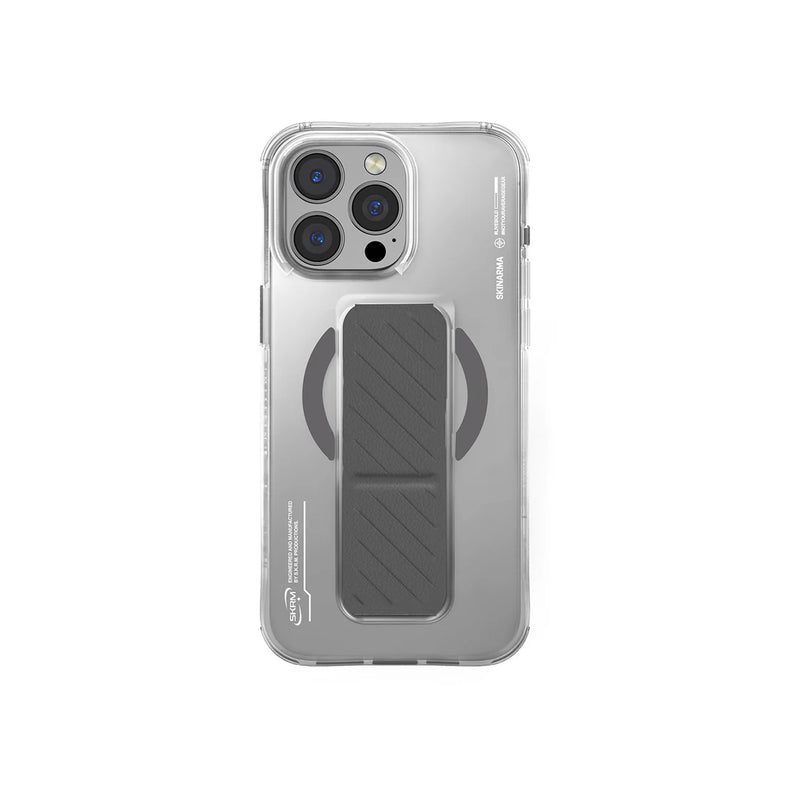 SkinArma AXON Mag-Charge with Grip-Stand for iPhone16 Pro / 16 Pro Max - Titanium [B] -  كفر حماية عالية - ماغ سيف - مع مسكة ستاند جانبي ورأسي
