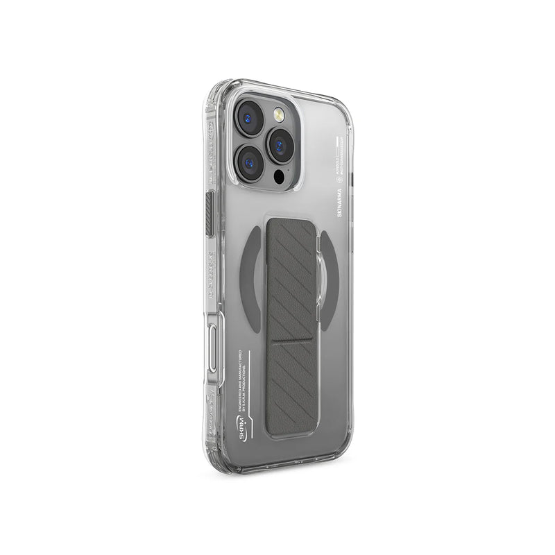 SkinArma AXON Mag-Charge with Grip-Stand for iPhone16 Pro / 16 Pro Max - Titanium [B] -  كفر حماية عالية - ماغ سيف - مع مسكة ستاند جانبي ورأسي