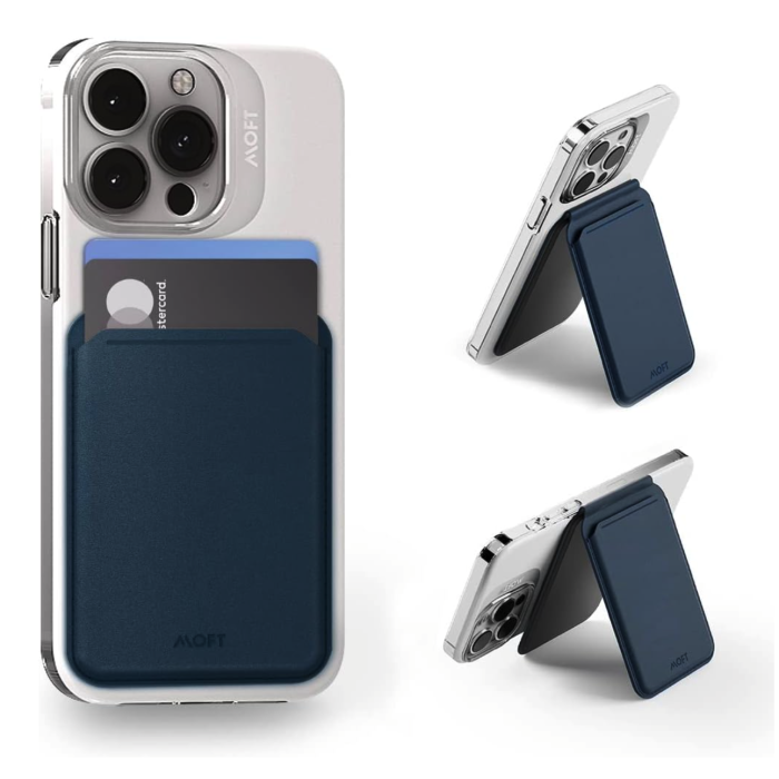 MOFT Snap Flash Wallet Stand Deeb Blue [b] - موفت - ستاند جانبي ورأسي ومحفظة للبطاقات - ماغ سيف