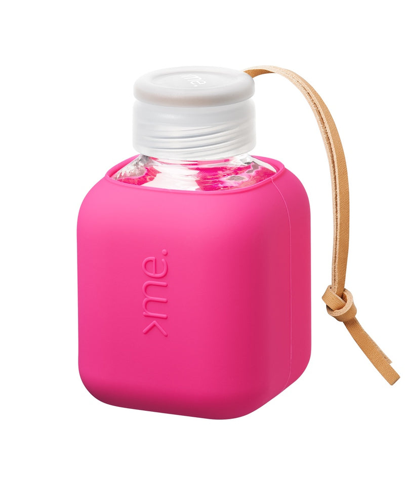 Squireme Y2 Glass Bottle with Silicone Sleeve 370 ml (Glam Pink) [C] - مطارة حافظه للحرارة والبرودة