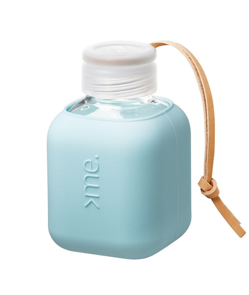 Squireme Y2 Glass Bottle with Silicone Sleeve 370 ml (Surf Blue)[C] - مطارة حافظه للحرارة والبرودة