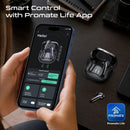 Promate SERIX 6-Mic Hybrid ANC|ENC Smart App Controlled TWS Earbuds w/ Wireless Charging - Black [BO] - سماعة بروميت - بلوتوث + عزل صوتي - كفاله 12 شهر