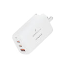 Smartix Premium US/UK/EU Wall Adaptor 65W GaN White - GEN 2 - شاحن حائط دولي - لجميع دول العالم + واير تايب سي - منفذين تايب سي ومنفذ للشحن السريع - كفالة 12 شهر