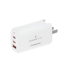 Smartix Premium US/UK/EU Wall Adaptor 65W GaN White - GEN 2 - شاحن حائط دولي - لجميع دول العالم + واير تايب سي - منفذين تايب سي ومنفذ للشحن السريع - كفالة 12 شهر