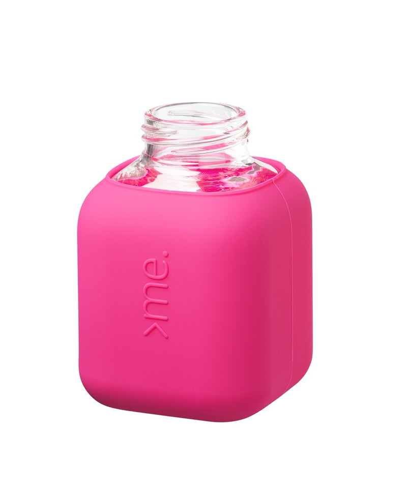 Squireme Y2 Glass Bottle with Silicone Sleeve 370 ml (Glam Pink) [C] - مطارة حافظه للحرارة والبرودة