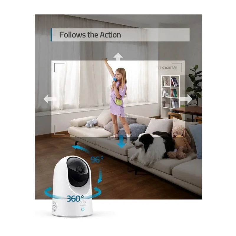 Eufy Indoor Security PT Pan and Tilt Camera 2K [D] - White كاميرا داخلية منزلية - يوفي انكر - كفالة 18 شهر