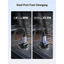 UGREEN 30W 2-Port Fast Car Charger (Space Grey) [B] - شاحن ولاعة للسيارة - يوجرين - قوة 30 واط - منفذ تايب سي للشحن السريع ومنفذ يو اس بي - كفالة 12 شهر