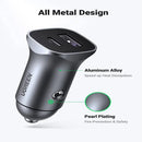 UGREEN A+C Dual-Port Car Charger PD30W+SCP22.5W (Space Grey) [B] - شاحن ولاعة للسيارة - يوجرين - قوة 22.5 واط - منفذ تايب سي للشحن السريع ومنفذ يو اس بي - كفالة 12 شهر
