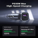 UGREEN A+C Dual-Port Car Charger PD30W+SCP22.5W (Space Grey) [B] - شاحن ولاعة للسيارة - يوجرين - قوة 22.5 واط - منفذ تايب سي للشحن السريع ومنفذ يو اس بي - كفالة 12 شهر