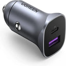UGREEN A+C Dual-Port Car Charger PD30W+SCP22.5W (Space Grey) [B] - شاحن ولاعة للسيارة - يوجرين - قوة 22.5 واط - منفذ تايب سي للشحن السريع ومنفذ يو اس بي - كفالة 12 شهر