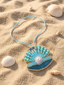 Blue Pearl Shell Bag Charm - Handmade - علاقة - جنطة - صناعه يدوية