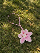 Pink Lily Bag Charm - Handmade - علاقة - جنطة - صناعه يدوية