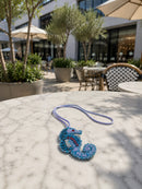 Blue Seahorse Bag Charm - Handmade - علاقة - جنطة - صناعه يدوية