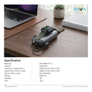 Pawa Bergen 35W Metallic Powerbank With Apple Watch Charger Geray - بطارية متنقلة - 35 واط - مع شاحن تايب سي + شاحن ساعة ابل - سعة 10000 ملي امبير + شاشة رقميه - كفالة 24 شهر