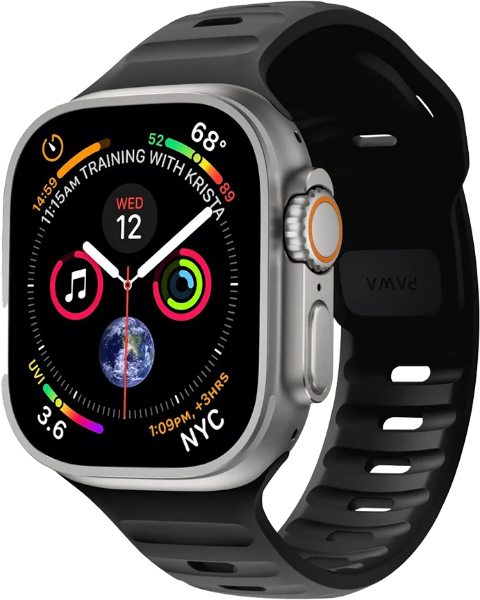 PAWA - Lagos Premium Soft Silicon Straps - Ultra Black - سير ساعه أبل واتش