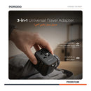 Porodo Dual USB-A Universal Travel Adapter  [O] - شاحن حائط دولي - لجميع دول العالم - منفذين للشحن الذكي والسريع - قوة 12 واط - كفالة 12 شهر