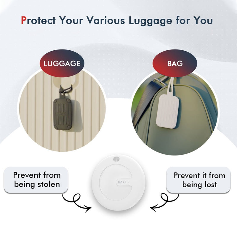 MiLi MiTag Plus Luggage Tag - Black [B] - قطعة تتبع + كفر تاغ مناسب لجميع انواع الحقائب - لتتبع مستلزماتكم الشخصية - معتمدة من ابل - كفالة 12 شهر