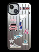 Noufa Silver Phone Case - كفر مع ستيكرز طباعة من اختياركم - الكفر + التصميم + البروفة + الطباعة - سيتم التواصل معكم لتحديد الكلمات والصور