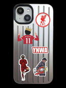 Noufa Silver Phone Case - كفر مع ستيكرز طباعة من اختياركم - الكفر + التصميم + البروفة + الطباعة - سيتم التواصل معكم لتحديد الكلمات والصور