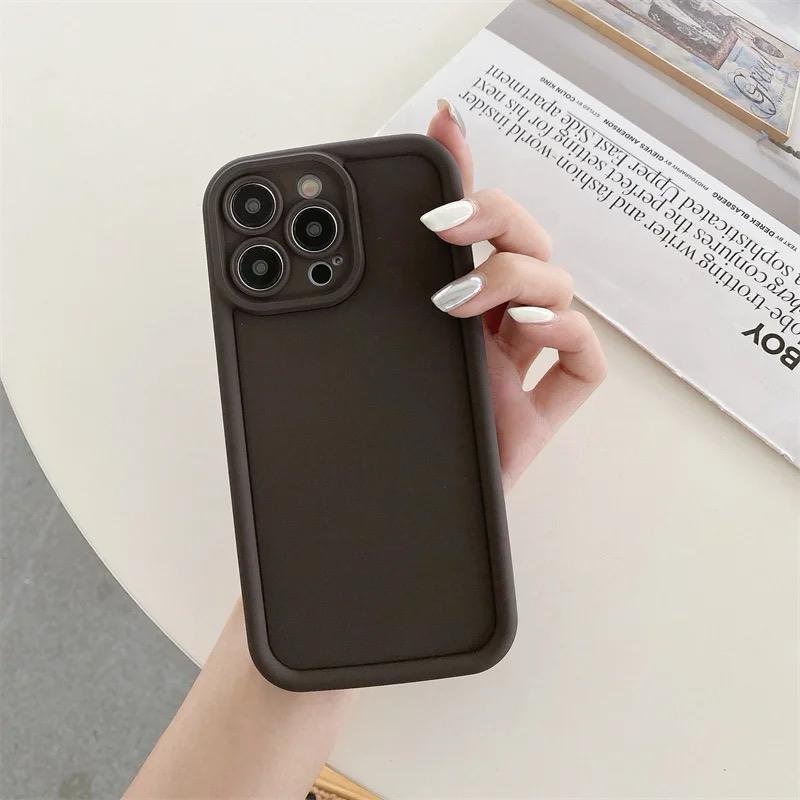 Luxxury Cute Matte Liquid Silicone Crossbody brown - كفر سيليكون مع خيط علاقة