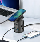Powerology Magsafe Power Hub USB-C Power Delivery And USB-A QC 3.0 [O] - ستاند شحن - 3 في 1 - شاحن ماغ سيف وايرلس بقوة 15 واط + 2 منفذين كهرباء + 2 منفذين تايب سي - قوة 65 واط + 2 منفذين يو اس بي + شاشة رقمية - خاصية الشحن السريع - كفالة 18 شهر