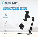 Powerology Adjustable Long Arm 360° Rotatable Suction Phone Holder - Black - ستاند - لجميع انواع الايباد والاجهزة اللوحية والهواتف - متعدد الاوضاع - باورولوجي