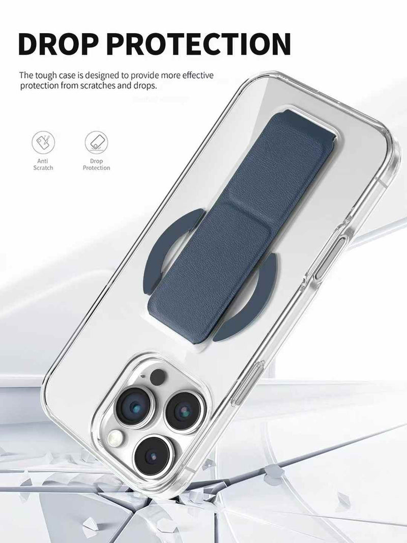 Snap Grip with Magsafe Strong Magnetic Clear Case [H] كفر حماية -ماغ سيف - ماسكه وستاند بالطول والعرض - مغناطيس - شفاف