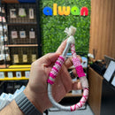 Noufa - Glitter Silver with Pink strap - With or Without Case - خيط علاقة - يمكنكم اختيار مع كفر شفاف او بدون كفر