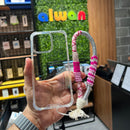 Noufa - Glitter Silver with Pink strap - With or Without Case - خيط علاقة - يمكنكم اختيار مع كفر شفاف او بدون كفر