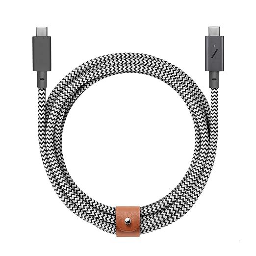 Native Union Belt Cable Pro 240W (USB-C to USB-C) - Zebra [V] - سلك شحن تايب سي - نيتف يونيون - قوة 240 واط - مقاوم للقطع - 2.4 متر - كفالة 12 شهر