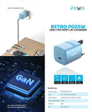 PAWA Retro PD25W Only PD Port UK Charger [O] - شاحن حائط - قوة 25 واط - منفذ تايب سي  للشحن السريع  كفالة 12 شهر
