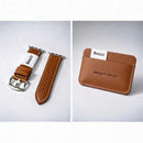 Boszz hand made Watch Band for Apple Watch 45mm/44mm/Ultra with simple card holder width/102mm height/72mm - Brown [T] - سير ساعة أبل واتش + محفظة للبطاقات و الفلوس - جلد طبيعي يدوي