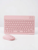 Kit Super Slim and Portable Bluetooth Keyboard with Mouse (English/Arabic) - Pink [H]- كيبورد لوحة مفاتيح ( عربي / انجليزي ) + ماوس فأرة - بلوتوث وايرلس - لجميع اجهزة الايباد والتابلت والاجهزة اللوحية