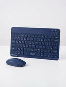 Kit Super Slim and Portable Bluetooth Keyboard with Mouse (English/Arabic) - Blue[H]- كيبورد لوحة مفاتيح ( عربي / انجليزي ) + ماوس فأرة - بلوتوث وايرلس - لجميع اجهزة الايباد والتابلت والاجهزة اللوحية