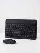 Kit Super Slim and Portable Bluetooth Keyboard with Mouse (English/Arabic) - Black [H] - كيبورد لوحة مفاتيح ( عربي / انجليزي ) + ماوس فأرة - بلوتوث وايرلس - لجميع اجهزة الايباد والتابلت والاجهزة اللوحية