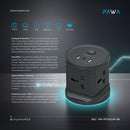Pawa GaN-Tower Powerstrip 2500W [O] -  موزع شحن  2500 واط  - 4 منفذ كهرباء + 1 منفذين تايب سي - قوة 20 واط - 2 منفذين يو اس بي اي - كفاله 24 شهر