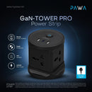 Pawa GaN-Tower Powerstrip 2500W [O] -  موزع شحن  2500 واط  - 4 منفذ كهرباء + 1 منفذين تايب سي - قوة 20 واط - 2 منفذين يو اس بي اي - كفاله 24 شهر